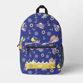 Fun Boat Blue Print Cut Nähtasche Bedruckter Rucksack