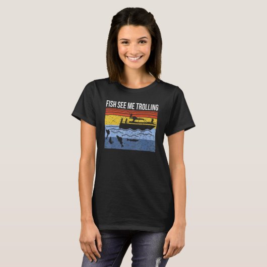 Fun boat fishing trolling fish see me trolling spi T-Shirt (Vorne ganz)