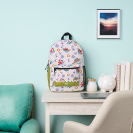 Fun Boat Green White Print Cut Nähtasche Bedruckter Rucksack