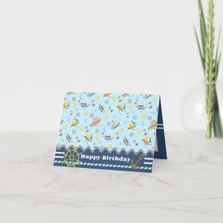 Fun Boats Blue. Geburtskarte Dankeskarte