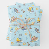 Fun Boats Blue Wrapping Paper Geschenkpapier Set (Beispiel)