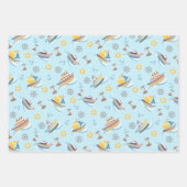 Fun Boats Blue Wrapping Paper Geschenkpapier Set (Vorderseite)