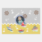 Fun Boats Foto Graugelb Geschenkpapier Set (Vorderseite 2)