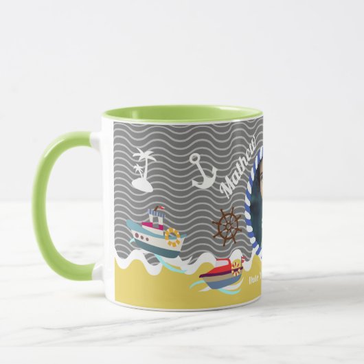 Fun Boats Foto Graugelb Tasse (Links)