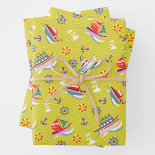 Fun Boats Lemon Grünbuch Geschenkpapier Set
