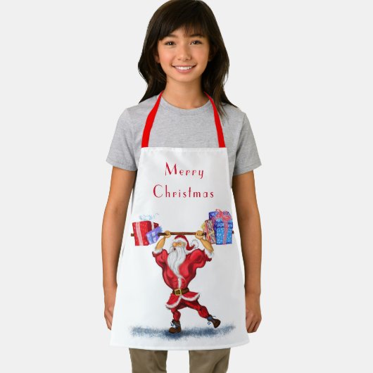 Fun Bodybuilder Weihnachtsmann mit Weihnachtsgesch Schürze (Insitu)