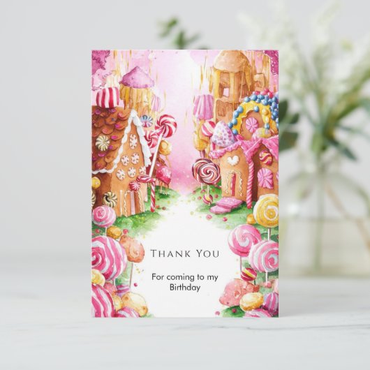 Fun Boho Candyland Birthday Dankeskarte (Stehend Vorderseite)