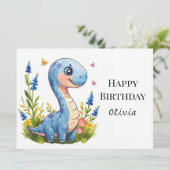 Fun Boho Dino Birthday Karte (Stehend Vorderseite)