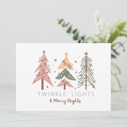 Fun Boho Frohe Nächte Weihnachtskarte (Stehend Vorderseite)