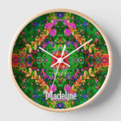 Fun Boho Green Name Personalisiert Inspirivity Uhr (Vorderseite)