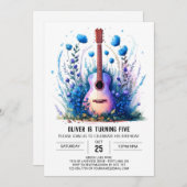 Fun Boho Guitar Boy Birthday Einladung (Vorne/Hinten)