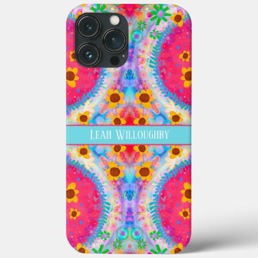 Fun Boho Pink Personalisierte Inspirivity Case-Mate iPhone Hülle (Rückseite)
