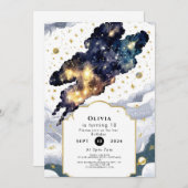 Fun Boho Space Geburtstag Einladung (Vorne/Hinten)