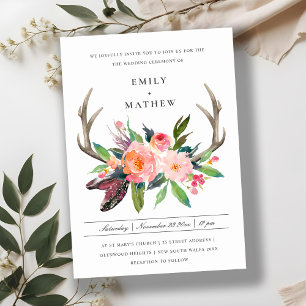 FUN BOHO WHITE BLUSH ANTLER FLUSSLANDWEDDING EINLADUNG