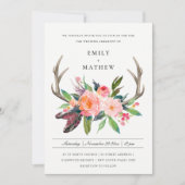 FUN BOHO WHITE BLUSH ANTLER FLUSSLANDWEDDING EINLADUNG (Vorderseite)