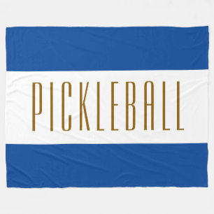 Fun Bold Blue White Stripes Classy Pickleball Text Fleecedecke