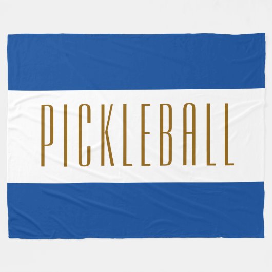 Fun Bold Blue White Stripes Classy Pickleball Text Fleecedecke (Vorderseite (Horizontal))
