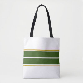 Fun Bold Forest Green Racing Streifen auf Weiß Tasche