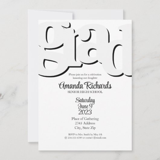 FUN BOLD Graduierungsparty Einladung (Vorderseite)