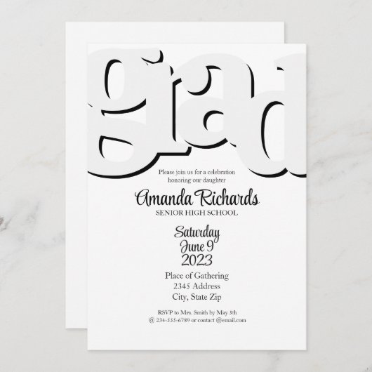 FUN BOLD Graduierungsparty Einladung (Vorne/Hinten)