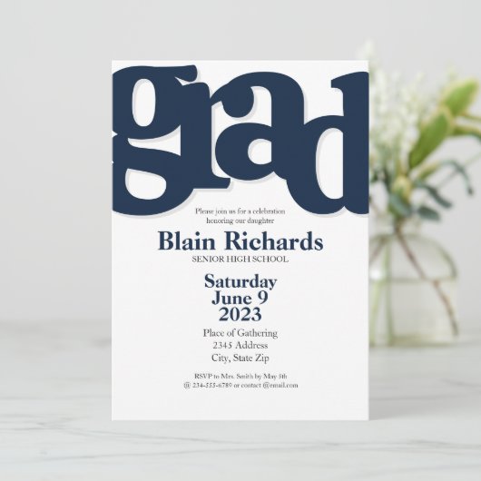 FUN BOLD Graduierungsparty Einladung (Stehend Vorderseite)