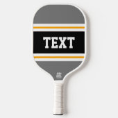 Fun Bold Gray Black Yellow White Racing Stripes Pickleball Schläger (Rückseite)
