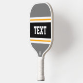 Fun Bold Gray Black Yellow White Racing Stripes Pickleball Schläger (Links)