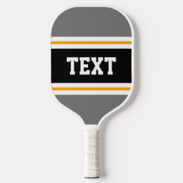 Fun Bold Gray Black Yellow White Racing Stripes Pickleball Schläger