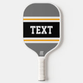 Fun Bold Gray Black Yellow White Racing Stripes Pickleball Schläger (Vorderseite)