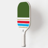 Fun Bold Green White Sky Blue Racing Streifen Pickleball Schläger (Links)