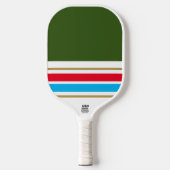Fun Bold Green White Sky Blue Racing Streifen Pickleball Schläger (Vorderseite)