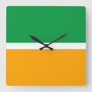 Fun Bold grell Summer Green Yellow Color Block Quadratische Wanduhr