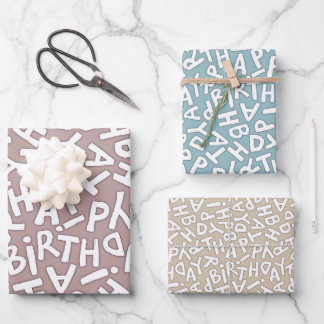 Fun Bold Happy Geburtstagsfeier Geschenkpapier Set