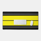 Fun Bold Hellgelbe Schwarz-weiße Rennstreifen Schreibtischunterlage (Tastatur & Maus)