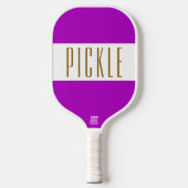 Fun Bold Magenta Pink White PICKLE Streifen Text Pickleball Schläger (Vorderseite)