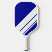Fun Bold Navy Blue White Diagonal Racing Streifen Pickleball Schläger (Rückseite)