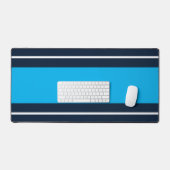 Fun Bold Navy Sky Blue Wide White Racing Streifen Schreibtischunterlage (Tastatur & Maus)