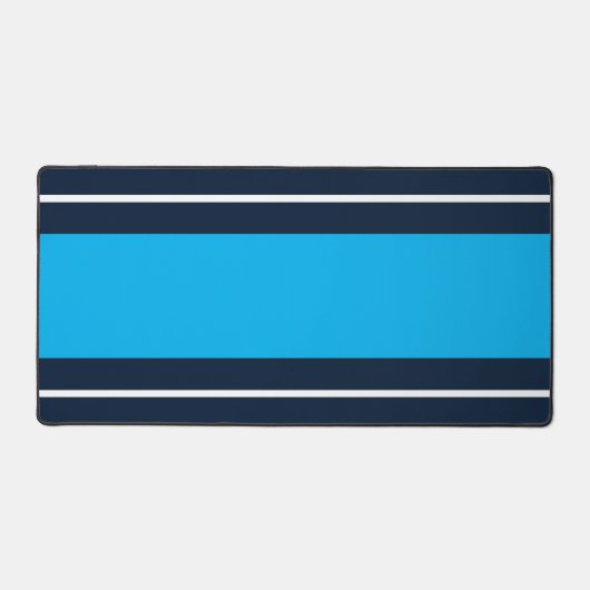Fun Bold Navy Sky Blue Wide White Racing Streifen Schreibtischunterlage (Vorderseite)
