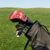 Fun Bold Orange Hot Pink Batik Circles Art Pattern Golf Headcover (In SItu)
