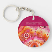 Fun Bold Orange Hot Pink Batik Circles Art Pattern Schlüsselanhänger (Vorderseite)