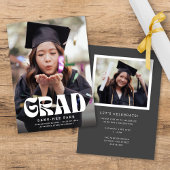 Fun Bold Retro Grad Foto Abschluss Ankündigung