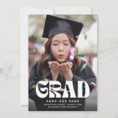 Fun Bold Retro Grad Foto Abschluss Ankündigung (Vorderseite)