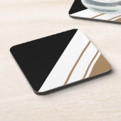 Fun Bold Sporty Black Brown White Racing Streifen Getränkeuntersetzer (Linke Seite)