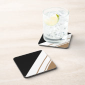 Fun Bold Sporty Black Brown White Racing Streifen Getränkeuntersetzer (Rechte Seite)