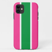 Fun Bold Tropical Green Pink White Racing Streifen Case-Mate iPhone Hülle (Rückseite)