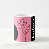 Fun Bold Typografy Monogram Line Art Pink Kaffee Kaffeetasse (Mittel)