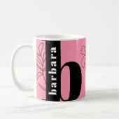 Fun Bold Typografy Monogram Line Art Pink Kaffee Kaffeetasse (Links)