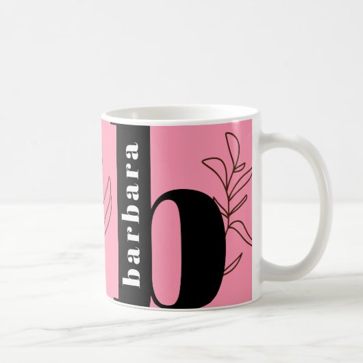 Fun Bold Typografy Monogram Line Art Pink Kaffee Kaffeetasse (Rechts)