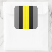 Fun Bold Vivid Yellow Black Gray Racing Stripes Quadratischer Aufkleber (Tasche)