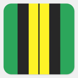 Fun Bold Vivid Yellow Black Green Racing Stripes Quadratischer Aufkleber